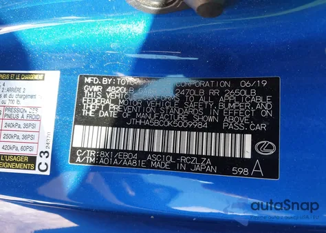 2019 Lexus Rc 300 F Sport from USA, damaged, VIN JTHHA5BC0K5009984